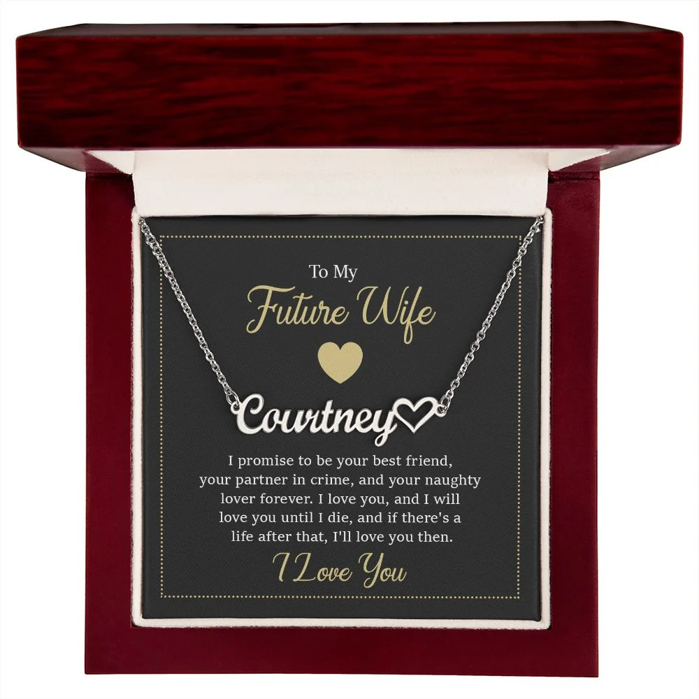 To My Future Wife I Promise Personalized Silver Tone Heart Name Necklace Custo